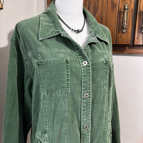 Vintage Military Green Long Sleeve Button Corduroy Jacket Shacket Size XL - Picture 3 of 8